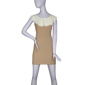 Lollipop Mini Dress Size XS Cream Bertha Collar Sleeveless Hidden Zipper on Back